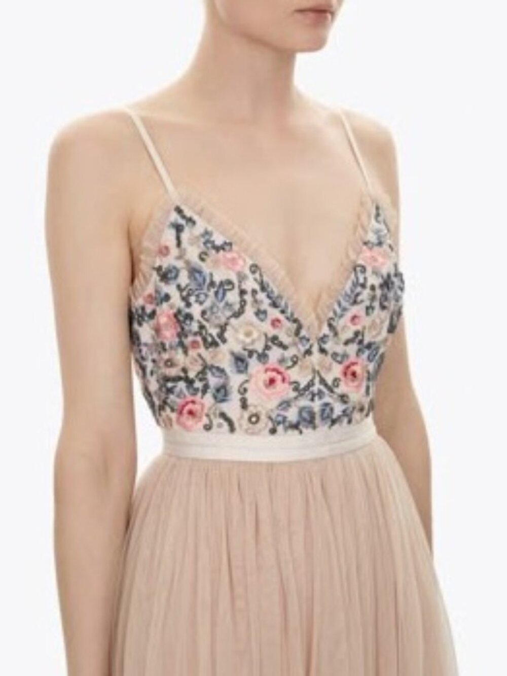 Occasion By Dex Pink and Blue Floral Embroidered Dress